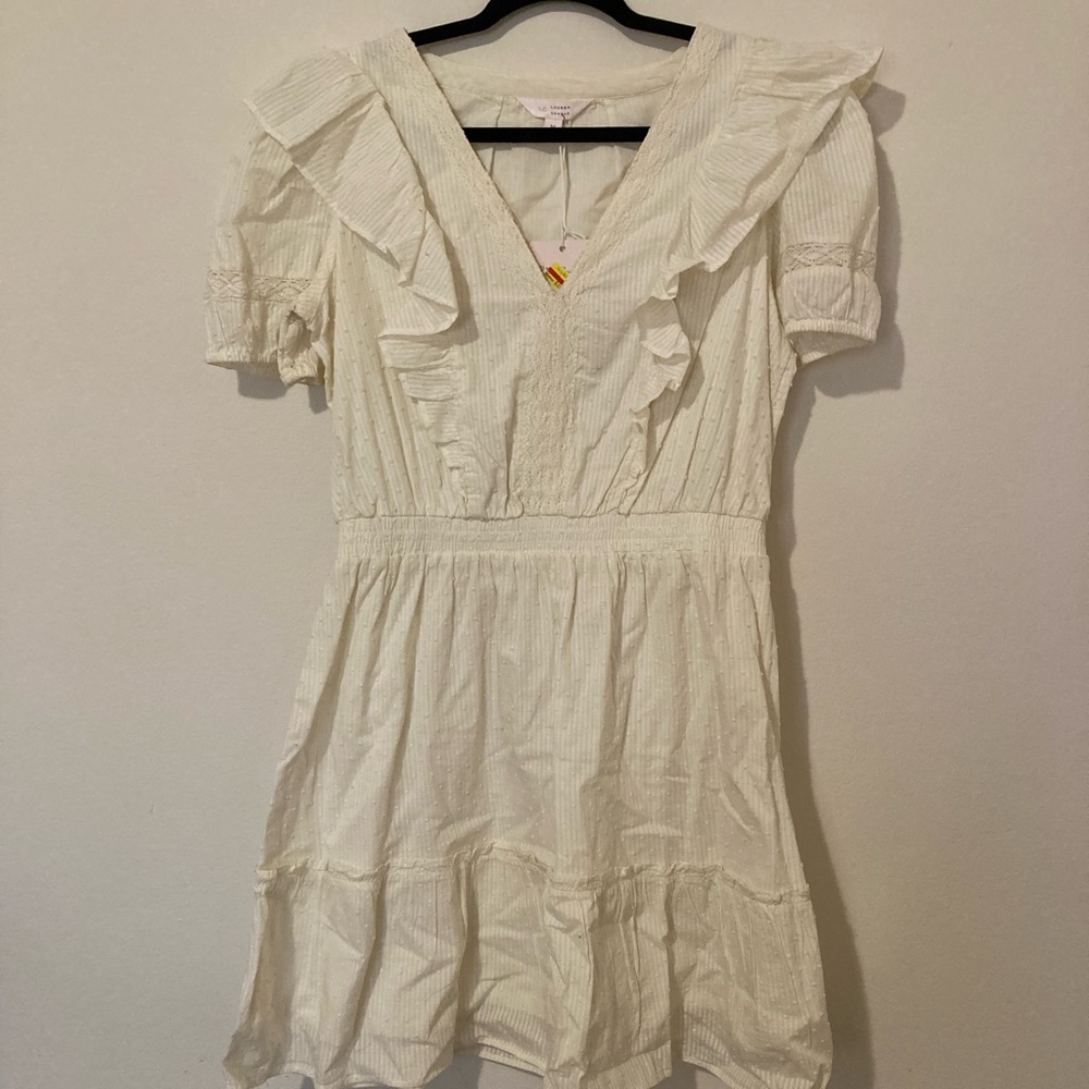 White Ruffled Mini Dress